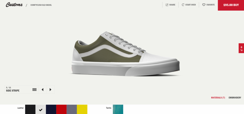 Vans product configurator shows one of the best practices