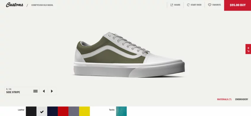 Vans product configurator shows one of the best practices Vans product configurator shows one of the best practices