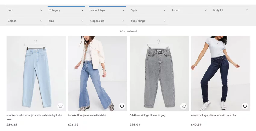 Navigational menu in eCommerce website