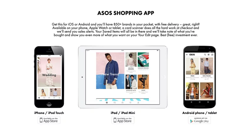 ASOS shopping app in eCommerce