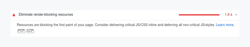 eliminate render blocking resources eliminate render blocking resources