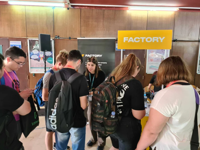 students at factory booth dump days students at factory booth dump days