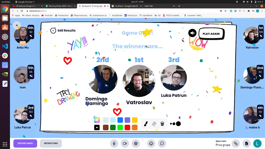 Pictionary božićna aktivnost u Factoryju