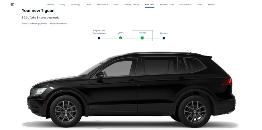 Volkswagen product configurator example