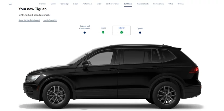 Volkswagen product configurator example