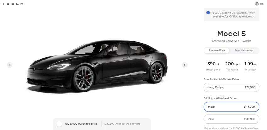 Tesla as an example of successful product configurator