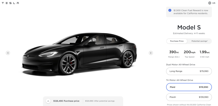 Tesla as an example of successful product configurator