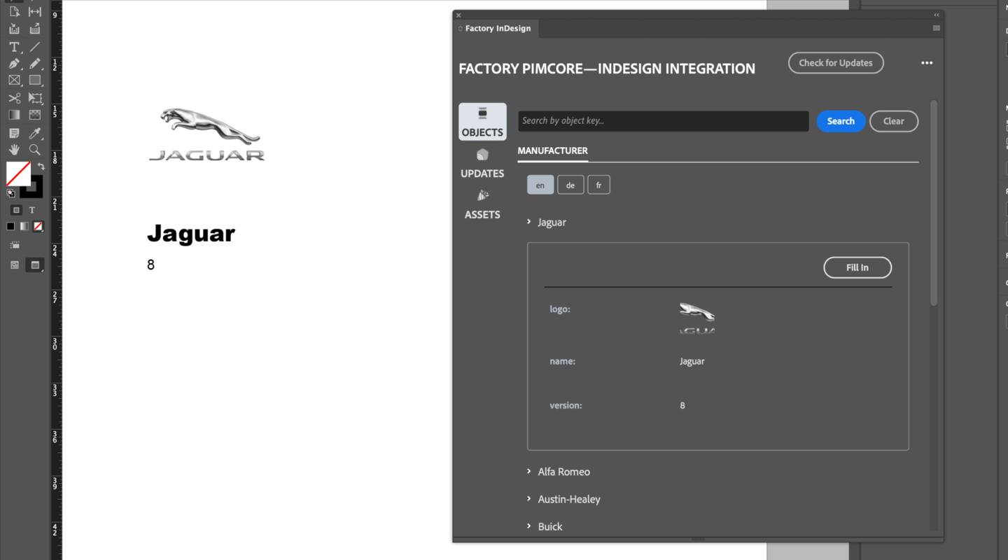 Adobe InDesign layout after data fill