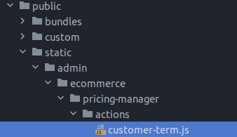 How to create a custom action for pricing rules in Pimcore - creating directories for JavaScript files
