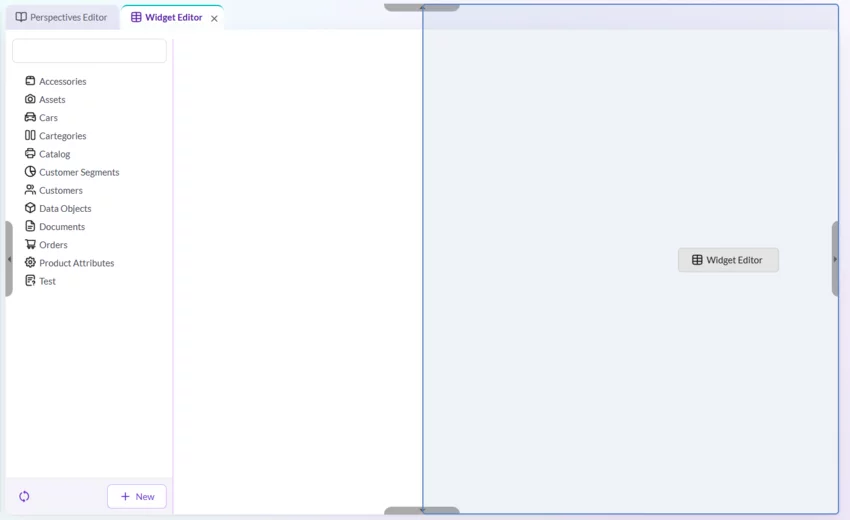 Split screen interface highlighting available drop zones for layout positioning