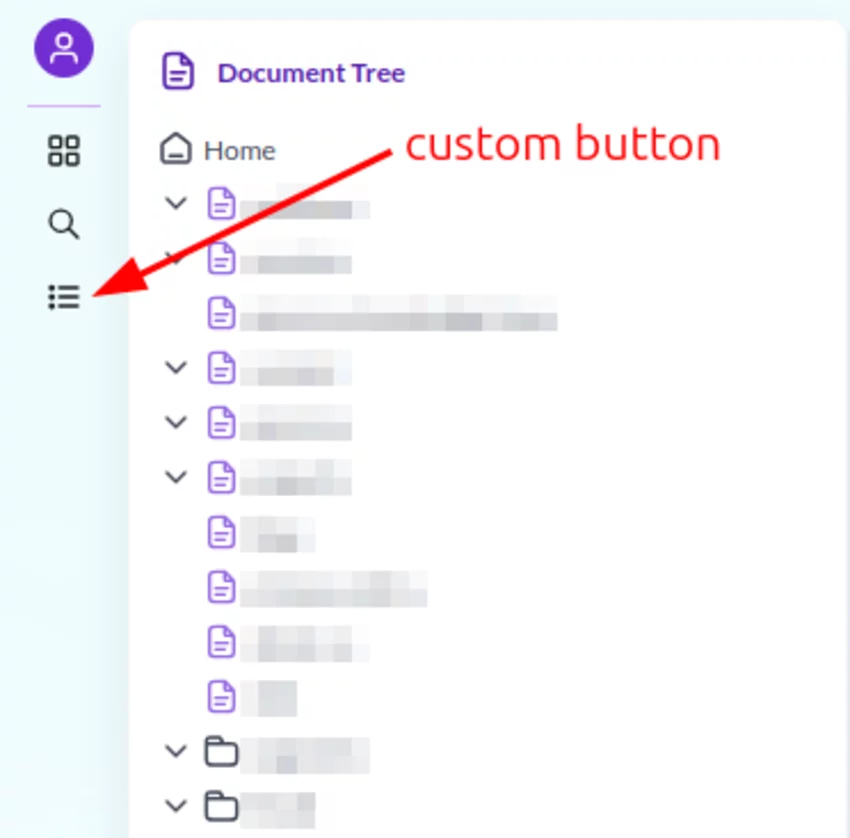 Custom sidebar button added to the Pimcore Studio UI left navigation.