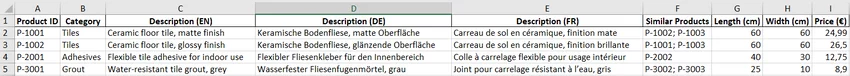 Excel language example