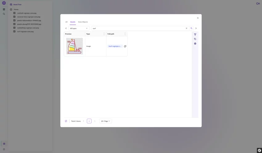Asset search by name in Pimcore Studio