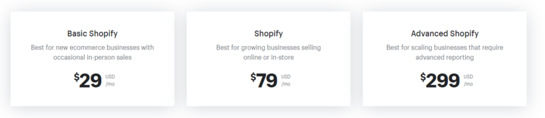 Shopify pricing plans - Pimcore vs. Shopify comparison