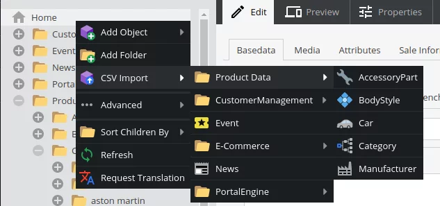 CSV import in Pimcore