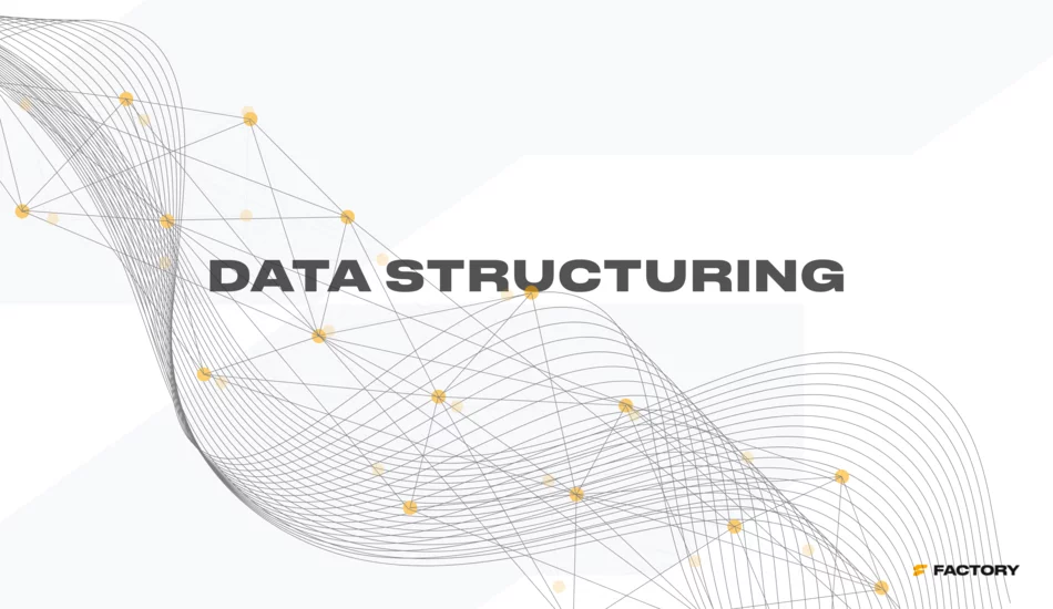 Abstract network visual representing structured product data and relationships