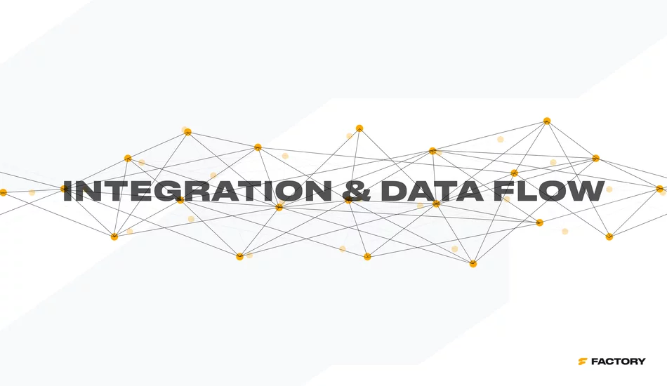 Abstract network visual showing data flow and system integrations