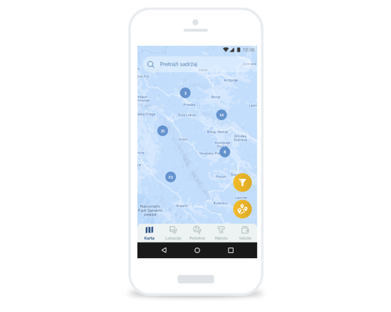 Explore Lika Android mobile app map functionality