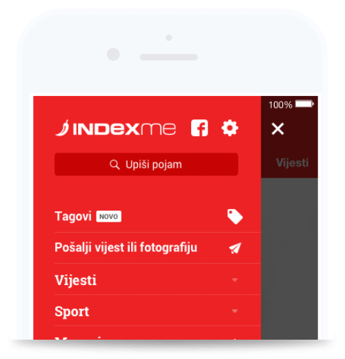 Index.me mobile app information structure