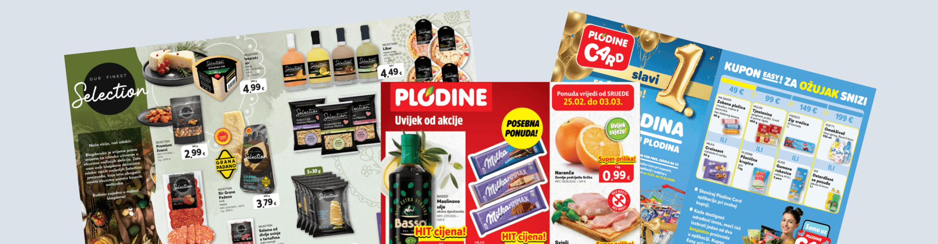 Examples of Plodine weekly promotional catalogs and product layouts generated using structured product data