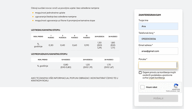 Slatina bank client oriented pages after website redesign