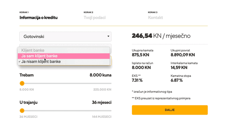 Slatina bank getting a loan with a credit calculator