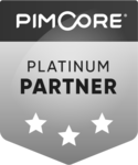 An official Pimcore badge confirming Factory.dev is a Platinum Pimcore Partner